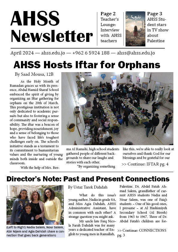 AHSS April Newsletter pg 1